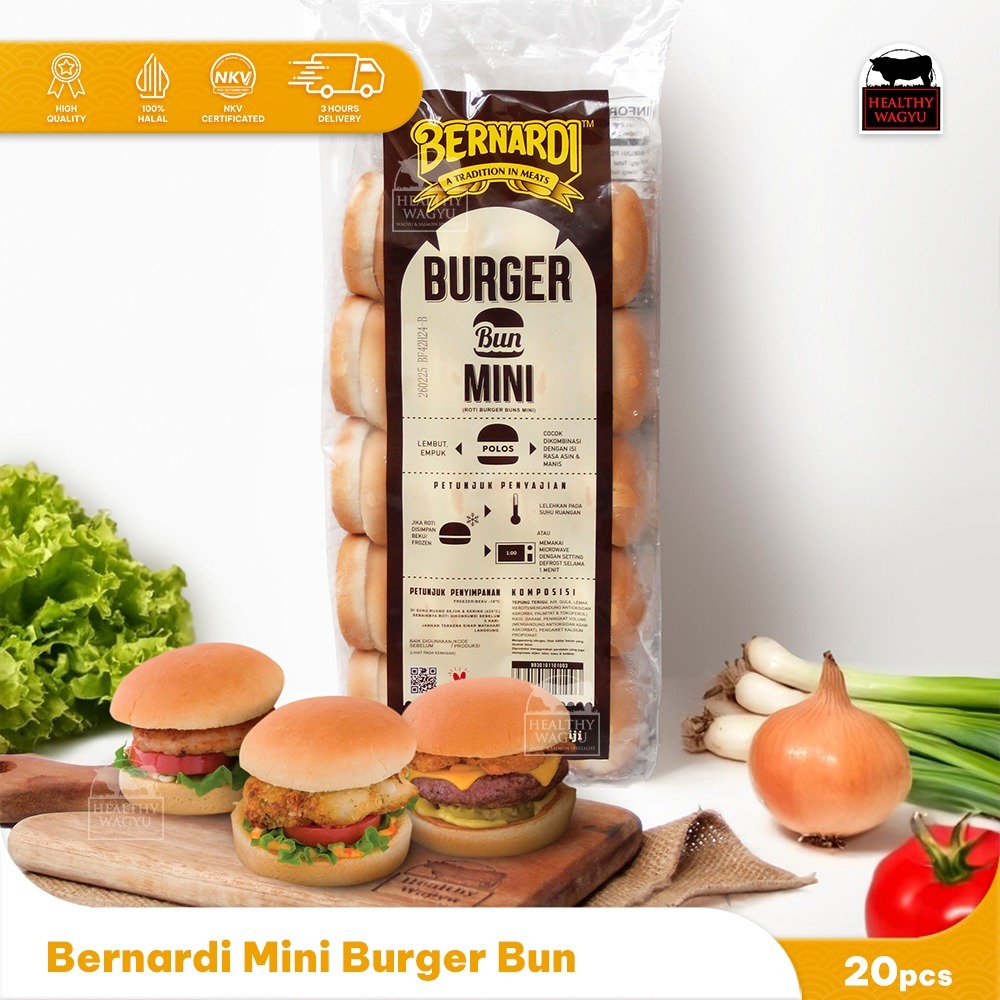 Jual Bernardi Roti Burger Mini Burger Bun 20 pcs Halal Healthy Wagyu ...