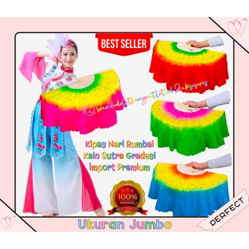 Jual KIPAS SATIN RUMBAI IMPORT PREMIUM / KIPAS BAMBU JUNTAI ELEGAN ...