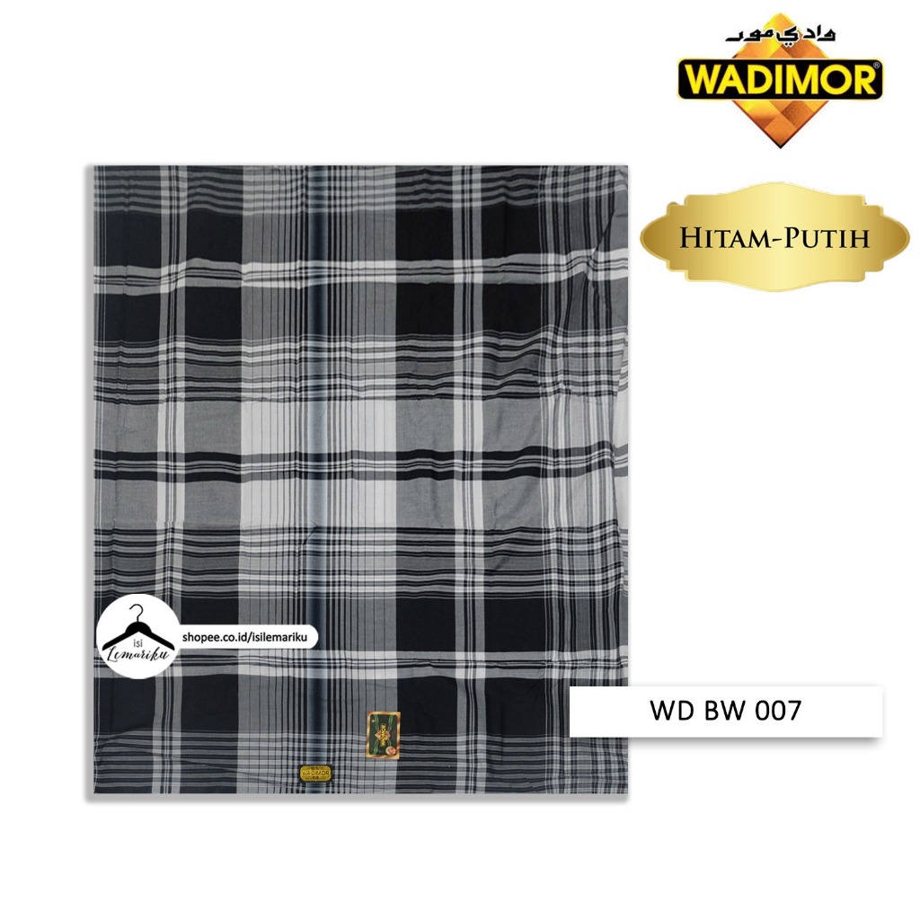 Sarung WADIMOR BW Std Timbul Black, Gray, White Fashion Muslim Laki Sarung  Tenun Pria