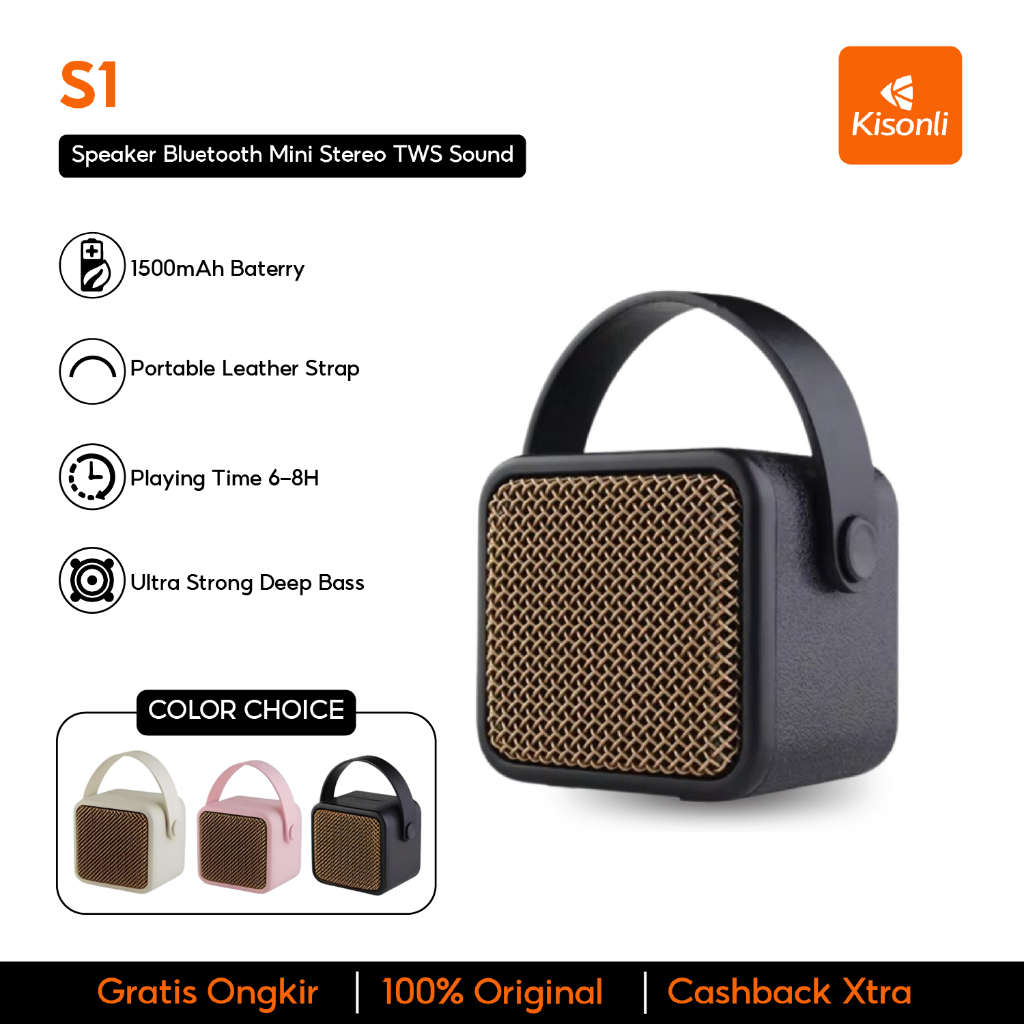 Jual KISONLI Speaker Bluetooth Mini 5.3 S1 Stereo TWS Sound Deep Bass ...