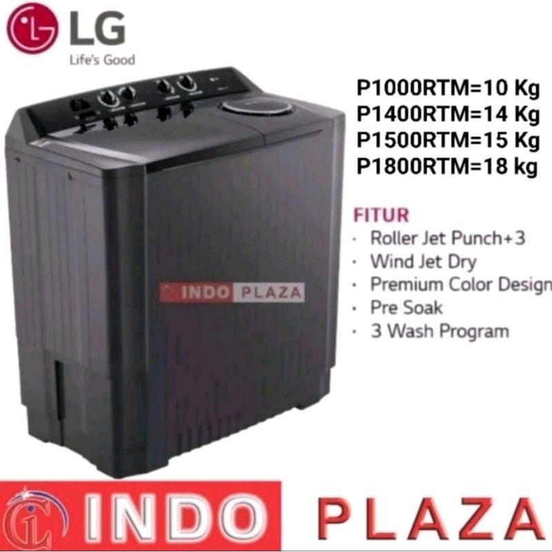 Jual MESIN CUCI LG 2 TABUNG 10 Kg P1000RTM / 14 Kg P1400RTM / 18 Kg ...