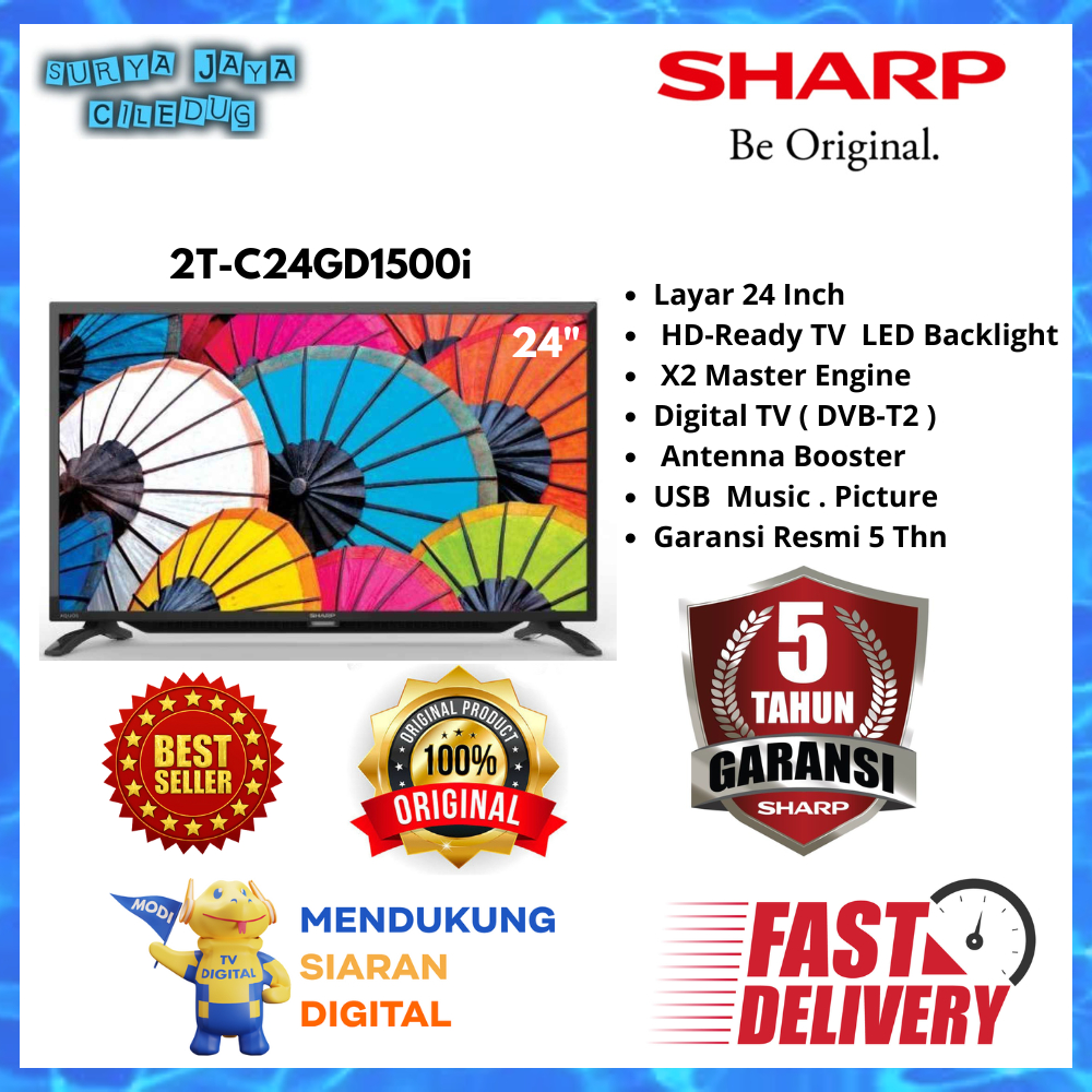 Jual SHARP LED TV 2T-C24HD1500i | 24 Inch Digital TV | Shopee Indonesia