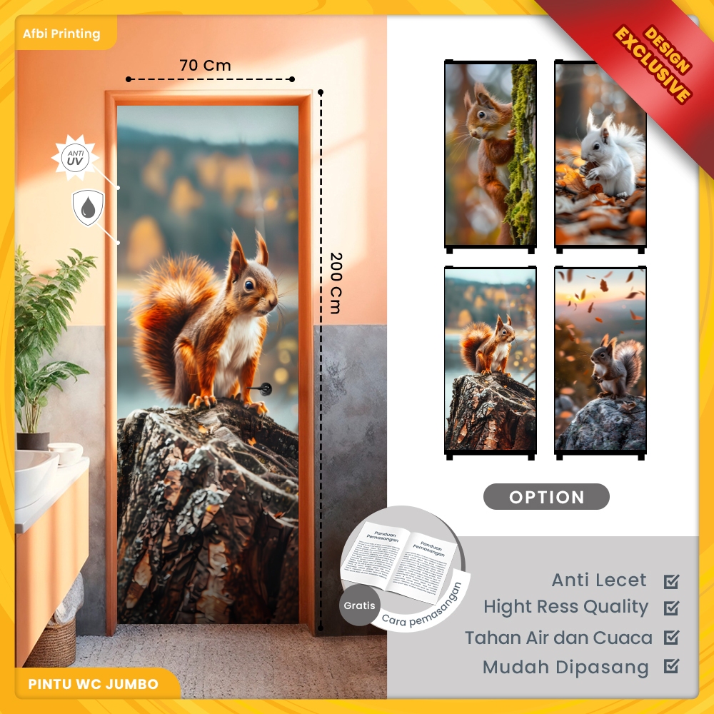 Jual Stiker Pintu Wc / Sticker Pintu Kamar Mandi Tupai Ukuran Standart ...