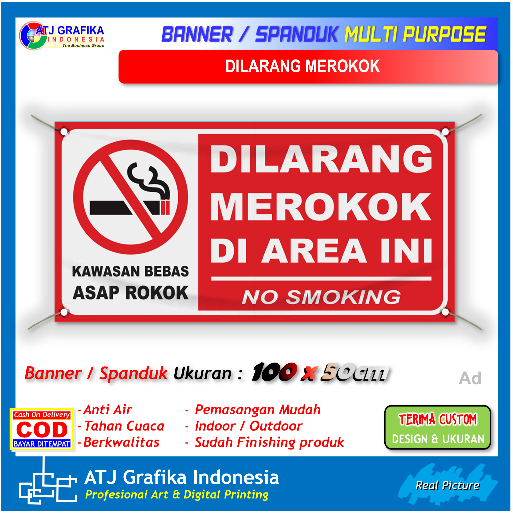 Jual Banner spanduk dilarang merokok di area ini baner tulisan no ...