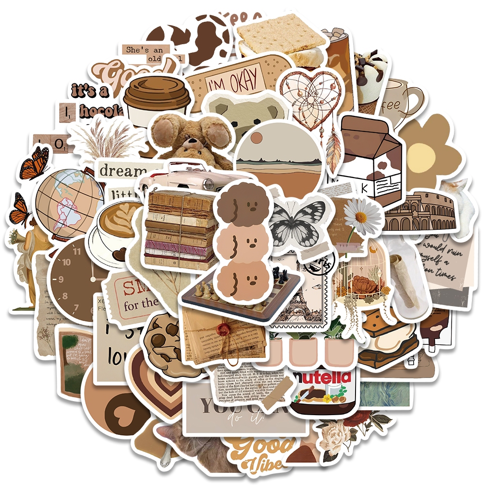 Jual New Gaya lucu Brown Retro Stiker Y2K Stiker Anti Air Stikers ...