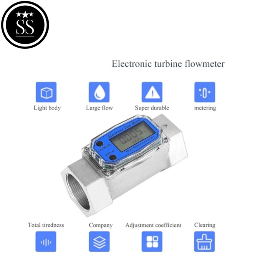 Jual Digital Flow Meter Turbin Display Lcd Fuel Flowmeter 1 inch ...