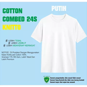 Kaos Polos Katun KNITTO Combed 24 Big Size ( Asli Katun 24s Bergaransi )