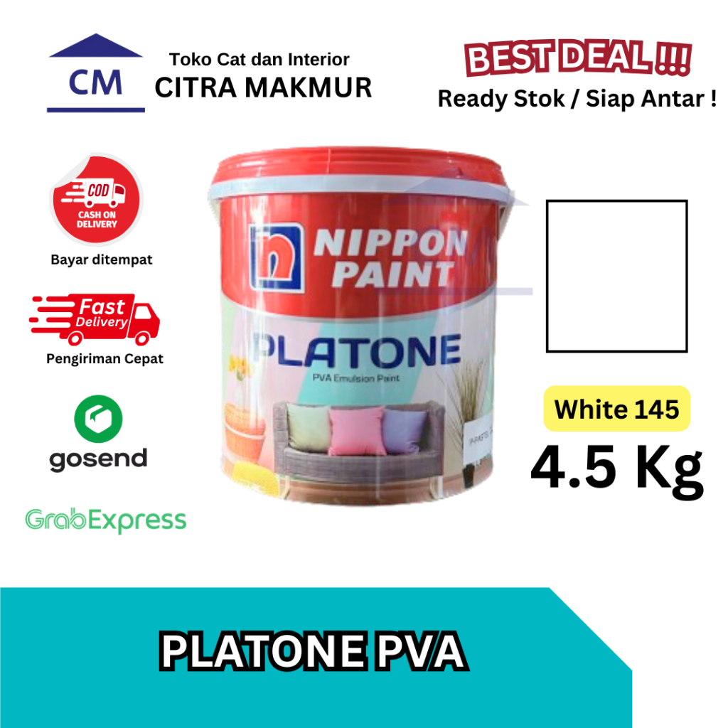 Jual Nippon Platone PVA WHITE 145 - 4.5 Kg (Cat Putih Interior Nippon ...