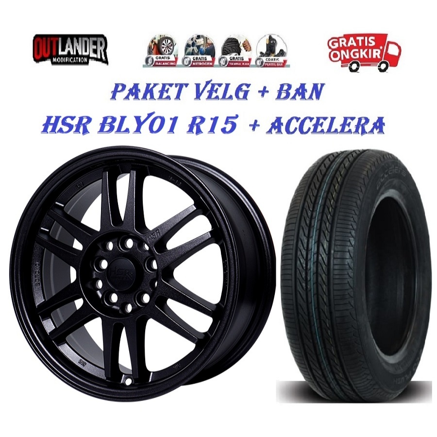 Jual Promo paket velg hsr bly01 r15 black + ban 185 65 ring 15 ertiga ...