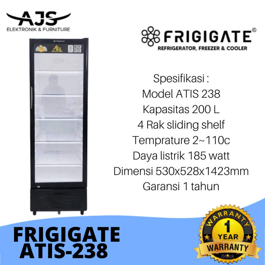 Jual SHOWCASE FRIGIGATE ATIS 238 4 RAK DISPLAY COOLER | Shopee Indonesia