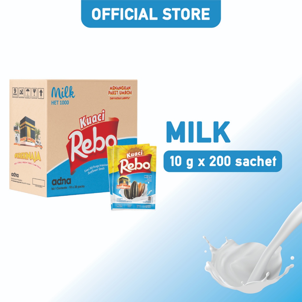 Jual Rebo Kuaci Rasa Milk 10 Gram - 1 Dus (Isi 200 Sachet) | Shopee ...
