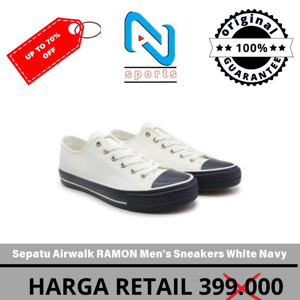 Jual Sepatu Airwalk RAMON Men's Sneakers White Navy Original 100% ...