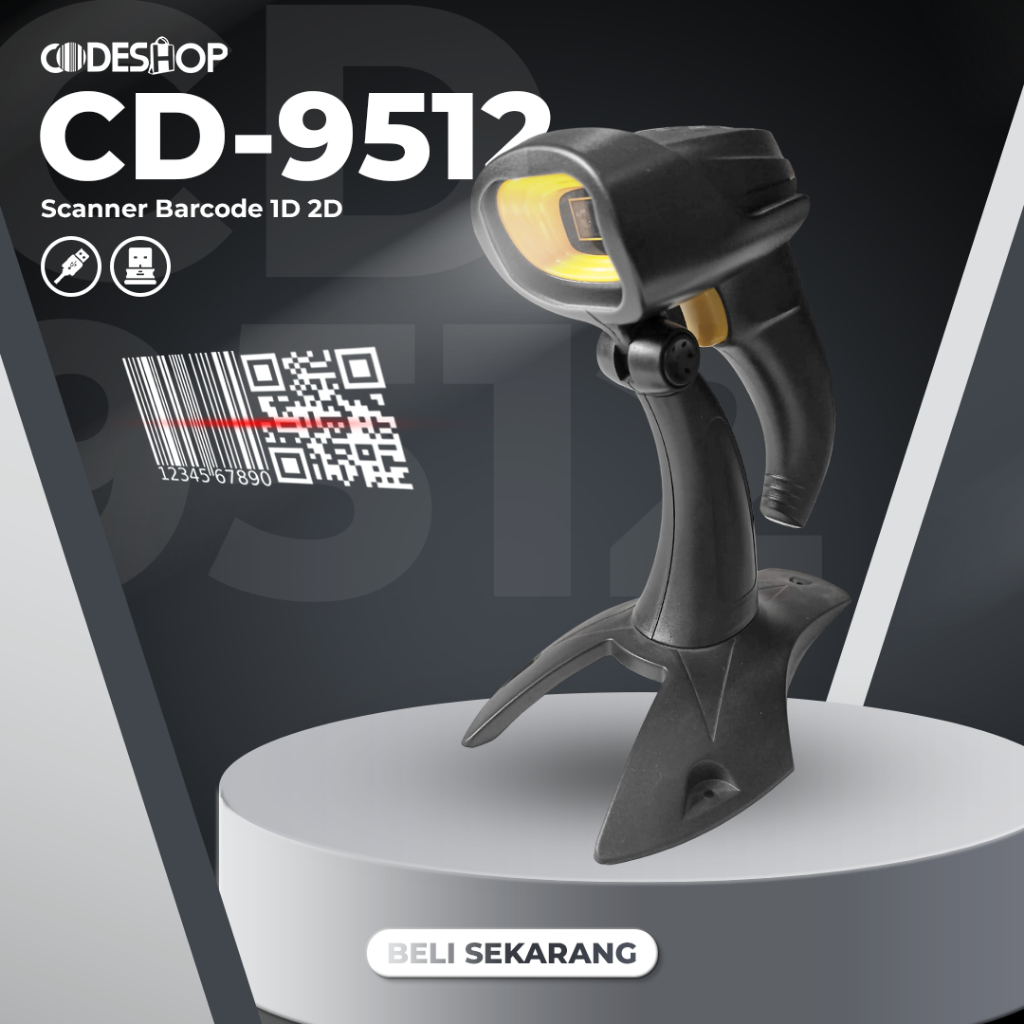 Jual Codeshop CD-9512 Scanner Barcode 1D 2D Imager Wireless USB Auto ...