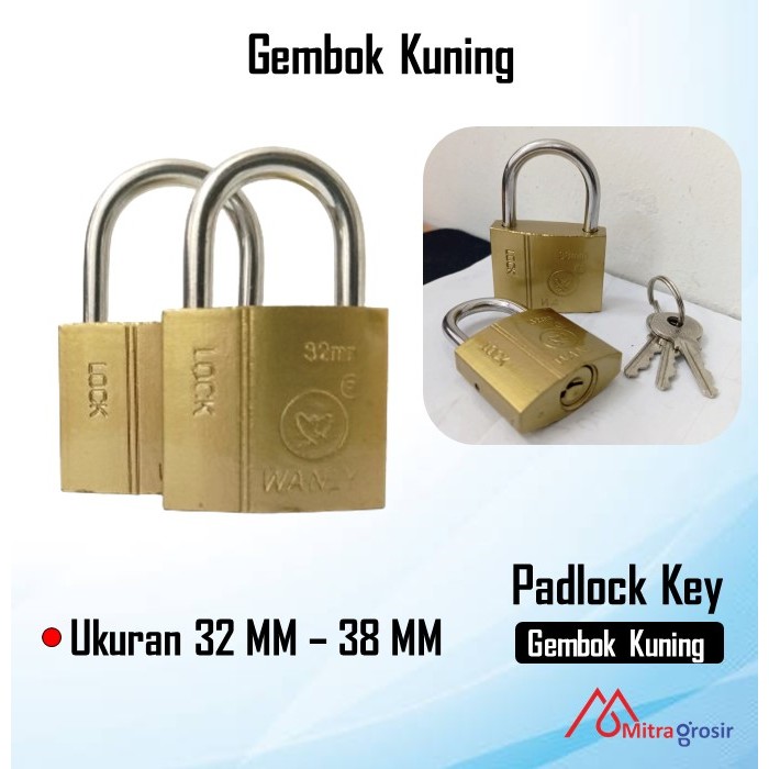 Jual Gembok Besi Kuning 32 MM 38 MM / Padlock Kuning Gembok Anti Rust ...