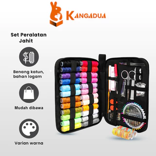 KANGADUA Alat Jahit Kotak Set 10Pcs/98Pcs Lengkap Benang Jarum Set alat jahit Aksesoris Jahit Sewing Accessories Sewing Set Kit Peralatan Jahit Kotak Box Alat Menjahit Benang Jarum Peniti Meteran Gunting Baju Kain Pouch Jarum Benang