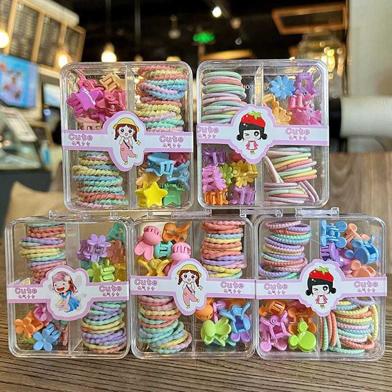 Jual AB53 Karet Box Mix Ikat Rambut Set IKat dan Jepit Rambut Box Isi ...