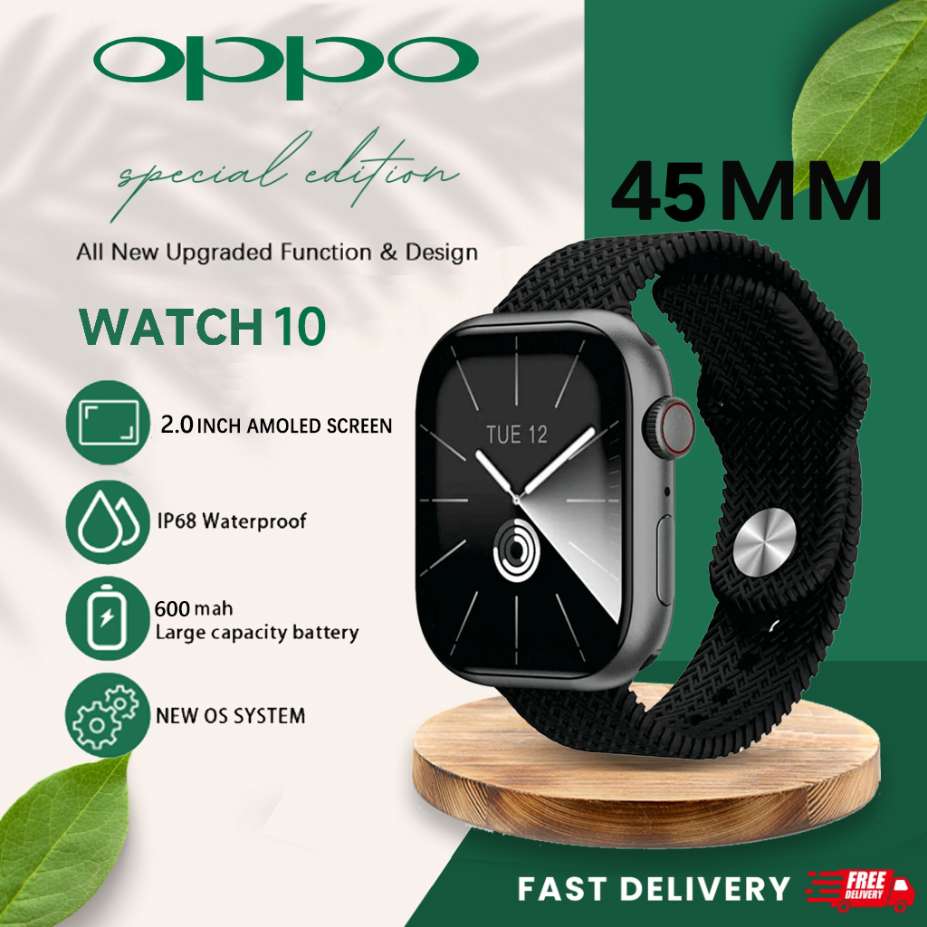 [COD 100%ORI OPPO Smartwatch Watch 10 with HD AMOLED Display 45mm  GPS NFC IP68 Bluetooth Call Jam Tangan SmartWatch wanita pria wireless