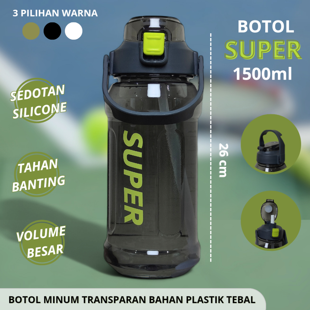 Jual Botol Super 1500ml Botol Minum Viral Sport 2407 | Shopee Indonesia
