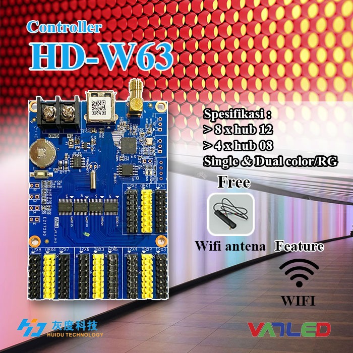 Jual Controller Kontroller Kontroler Running Text Huidu HD-W63 Single ...
