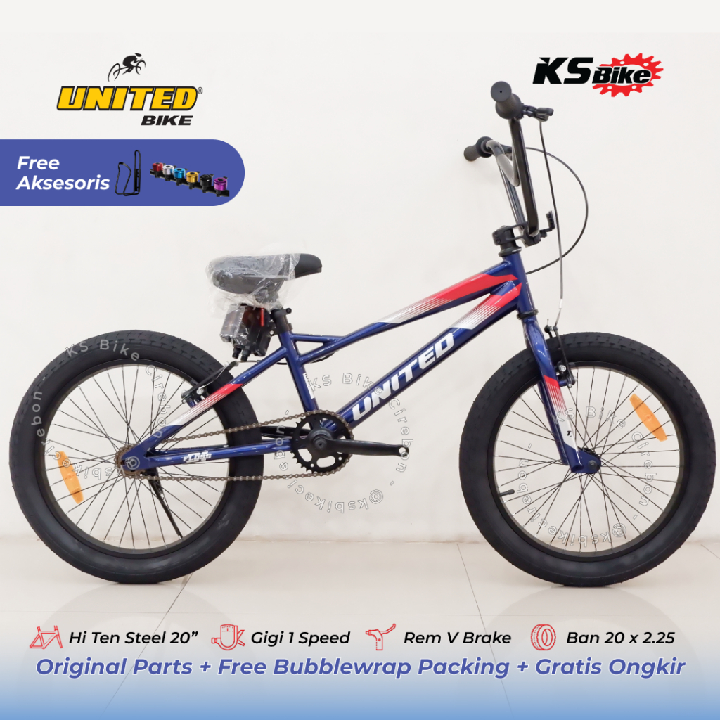 Jual BMX United Floss 20 Inch Frame Steel Rem V Brake Sepeda Anak Laki