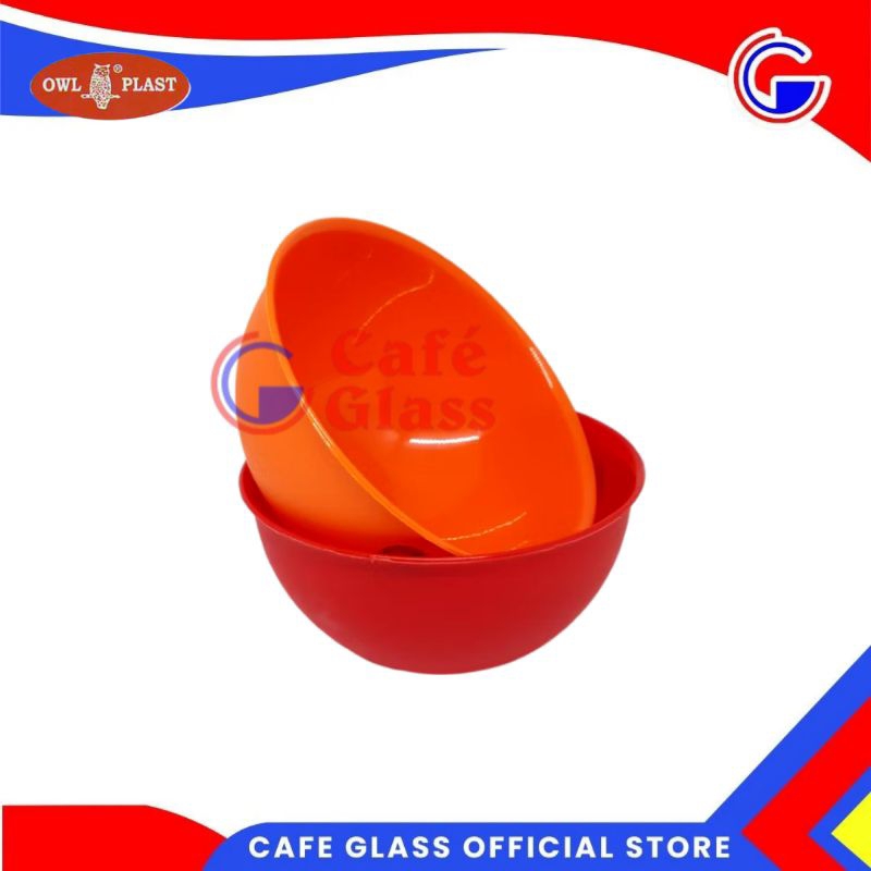 Owl Plastik Mangkok Kuah 4.5 Inch Merah Hijau - Mangkuk Kuah Sup Nasi Kobokan Tebal Anti Pecah