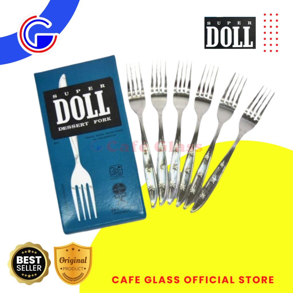 Garpu Makan Tebal Anti Karat - Garpu Stainless Set 6 Pcs Hotel Restoran - Alat Makan Doll (401)