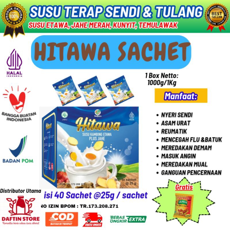 Jual HITAWA Sachet Box 1Kg /40 sachet Susu Kambing Etawa bubuk Plus ...