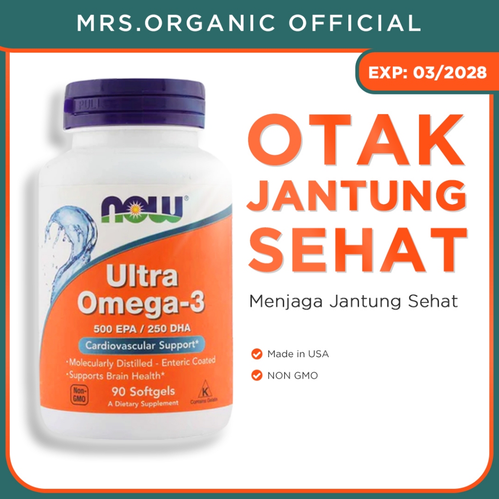Jual NOW Ultra Omega-3 500 EPA / 250 DHA 90 Sgels - fish oil minyak ...