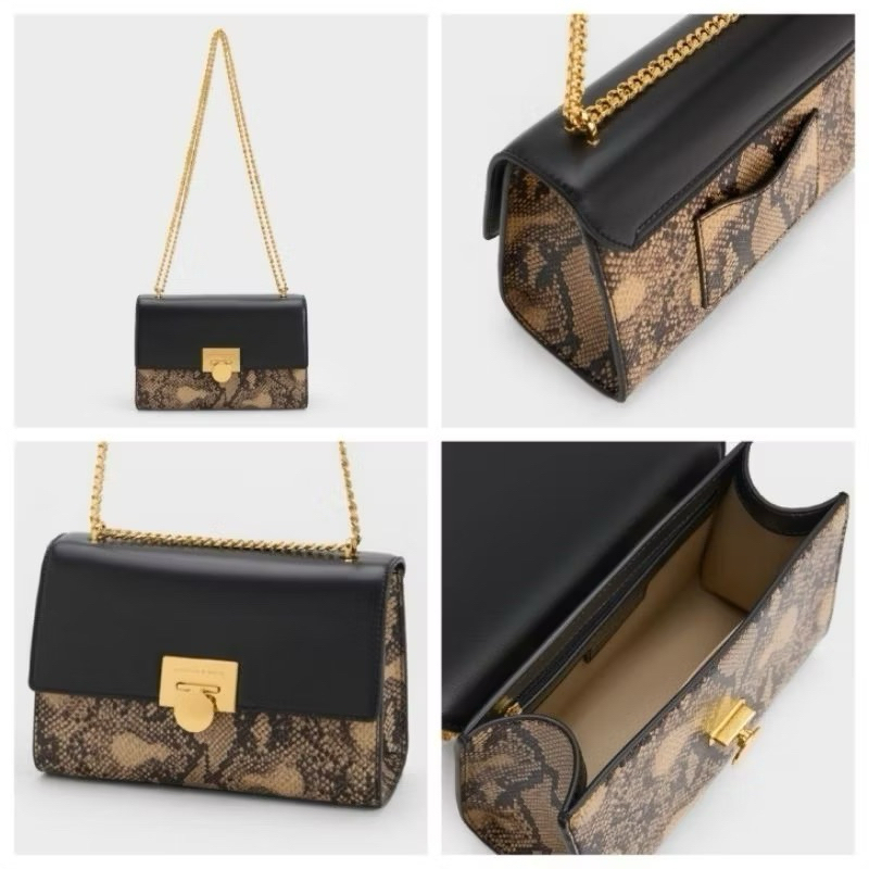 Snake print chain bag deals