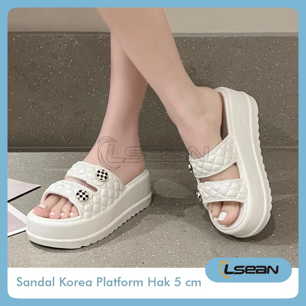 Jual SANDAL PLATFORM SOL TINGGI WEDGES 5CM KOREAN STYLE DOUBLE STRAP ...