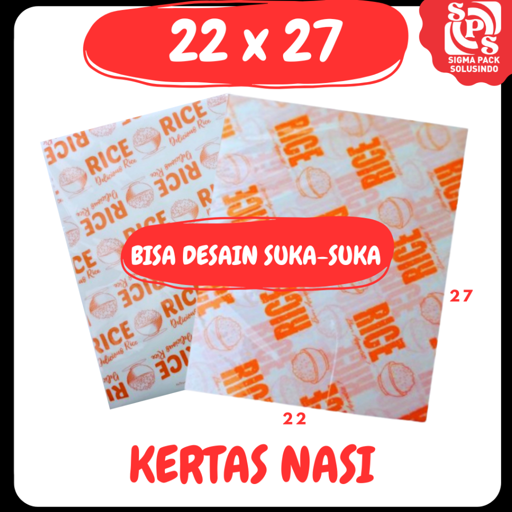 Jual KERTAS NASI Isi 500 27 X 22 | Kertas Motif Logo | Foodgrade Paper ...