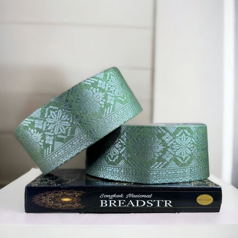 Peci Songkok Kopiah Tenun Songket Melayu Pertama Di Indonesia Tinggi 9cm Merk BREADSTR Anti Air Berkualitas Dan Tahan Lama - Peci Pria Model Terbaru Warna Hijau Bisa Bayar DiTempat COD