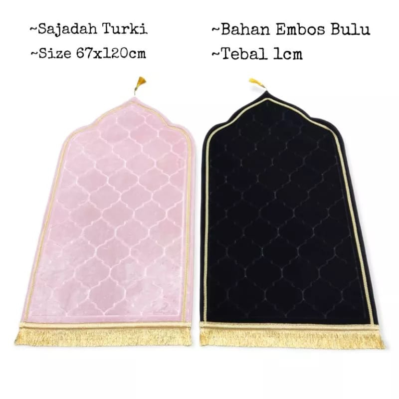 Sajadah Kubah Motif Embos / Sajadah Tebal Rumbai Anti Slip 70 x110