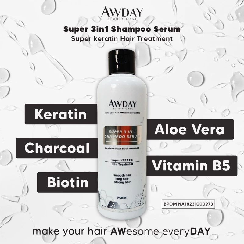 Jual AWDAY super 3in1 shampoo serum 250ML SUPER KERATIN Hair Treatment ...