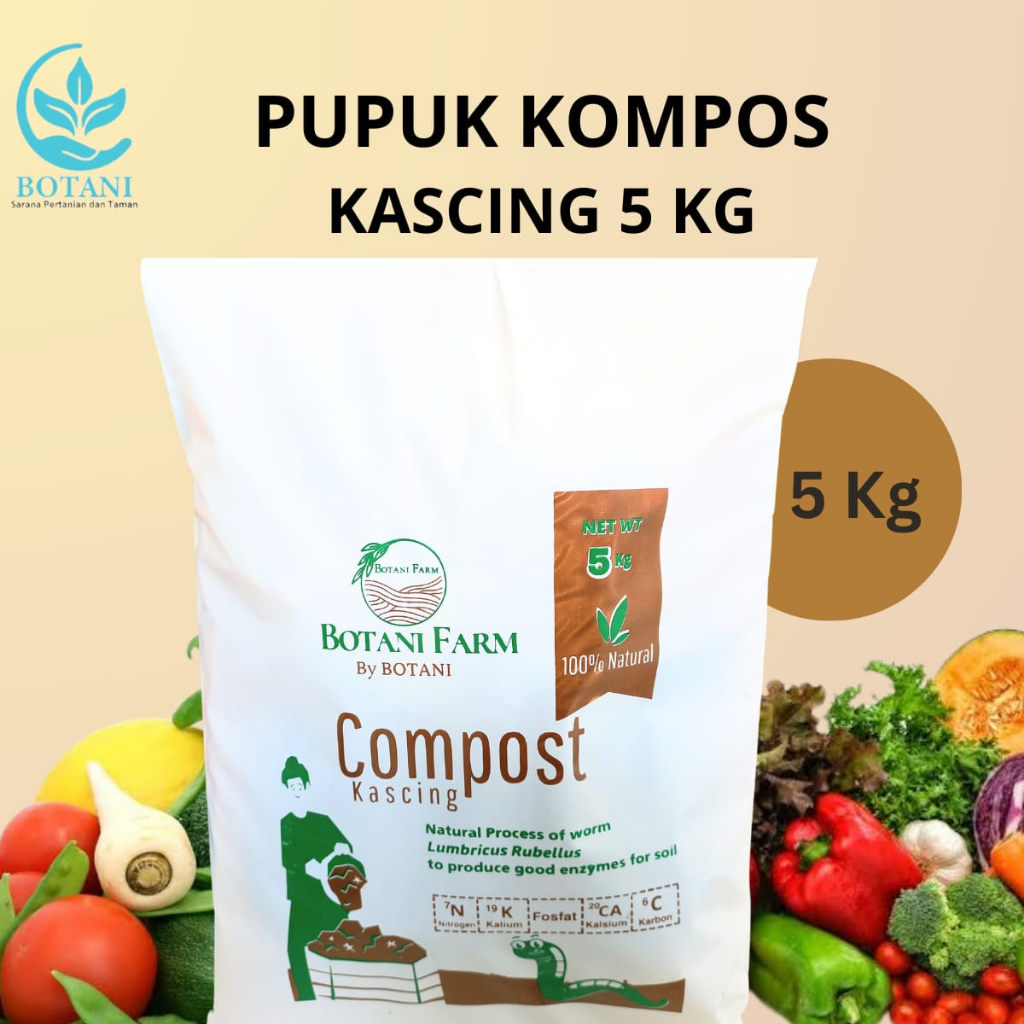 Jual PUPUK KOMPOS KASCING ORGANIK - VERMICOMPOST (BOTANI FARM) 5 KG ...