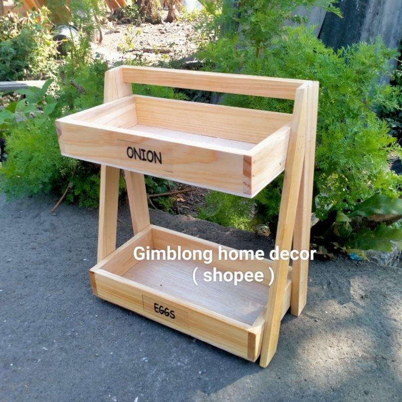 Jual Rak bawang kayu alas rapat | rak dapur | rak bumbu susun | Shopee ...