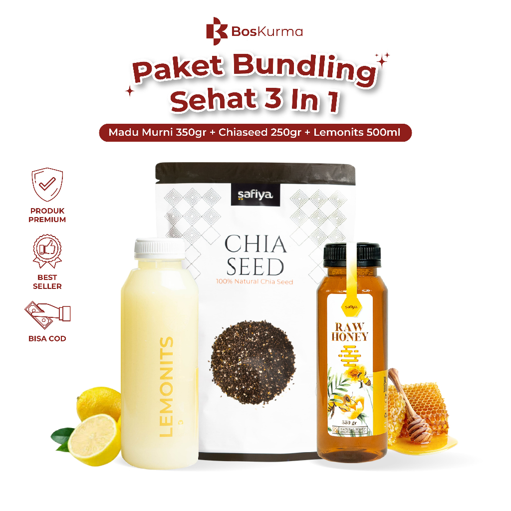 Jual [ 3 IN 1 Paket Detox ] Lemonits + Chiaseed 250gr + Madu Murni ...