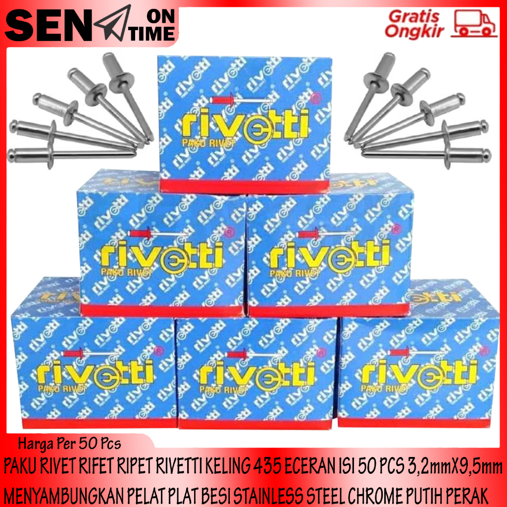 Jual Rivetti Paku Rivet 435 Size 3,2x9,5 Mm Isi 50 Pcs Penyambung ...