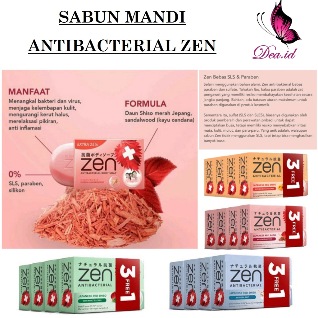 Jual [DEASTORE] ZEN ANTI BACTERIAL BAR SOAP TANPA KANDUNGAN SLS DAN ...