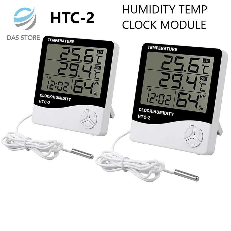 Jual HTC 2 Clock Humidity Temperature Hygrometer Alarm Clock | Shopee ...