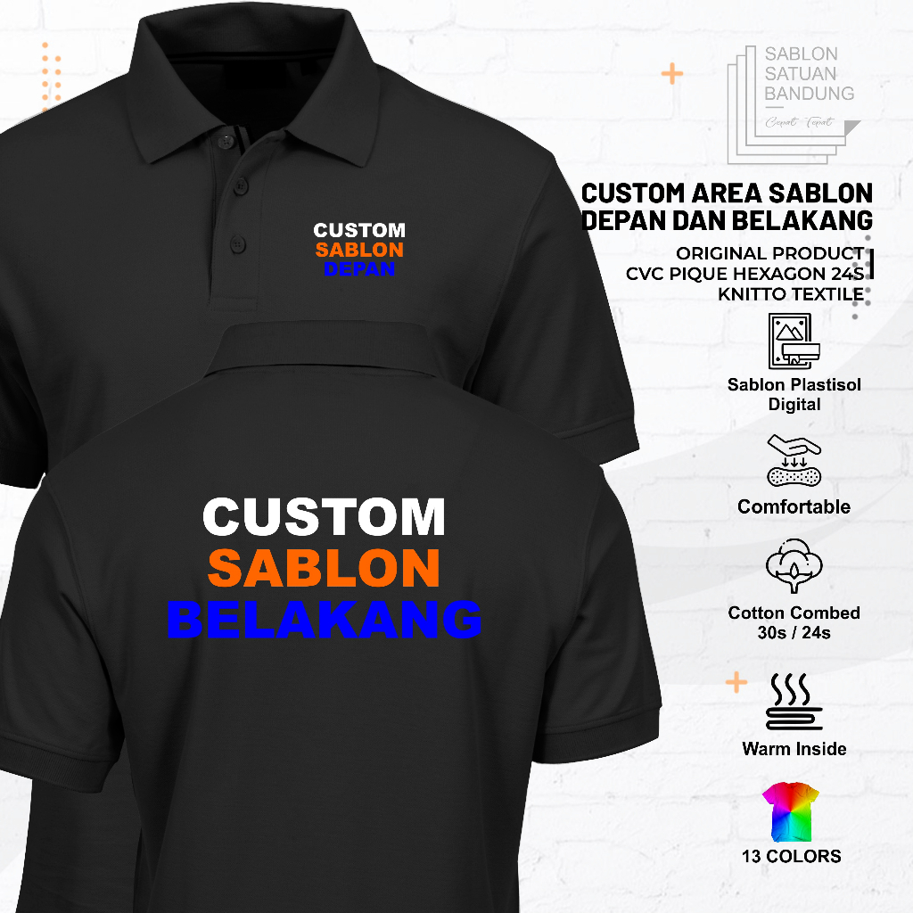 Jual Baju Kaos Polo Kerah Sablon Custom Desain Sendiri Gambar Foto Nama ...