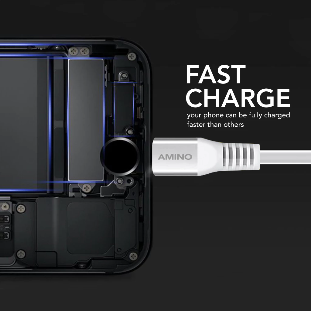 AMINO 4A Micro USB TO USB / 4A Type C TO USB Kabel Data Fast Charging Cable QC 3.0 VOOC 3.0 Quick Charge Untuk Xiaomi OPPO 1M