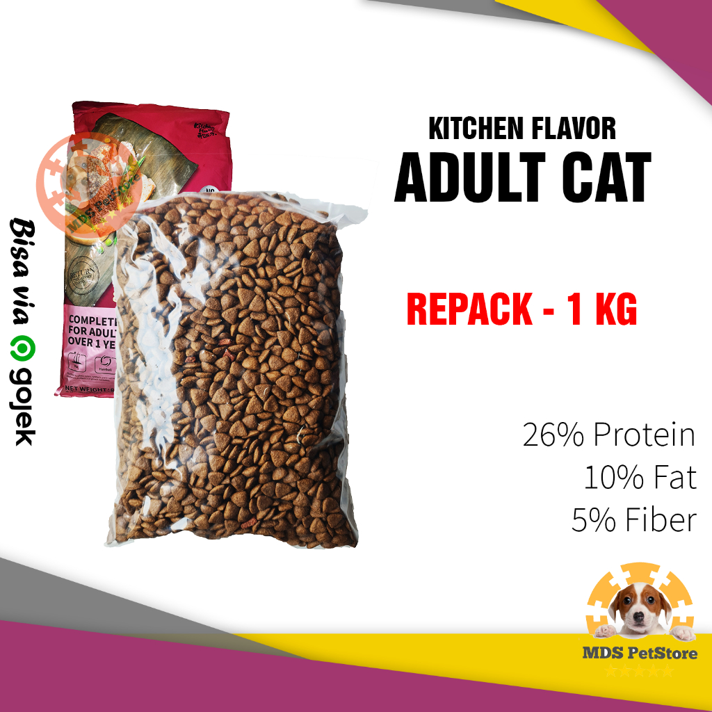 Jual Kitchen Flavor Adult Cat Food REPACK 1 kg | kucing kf flavour 1kg ...