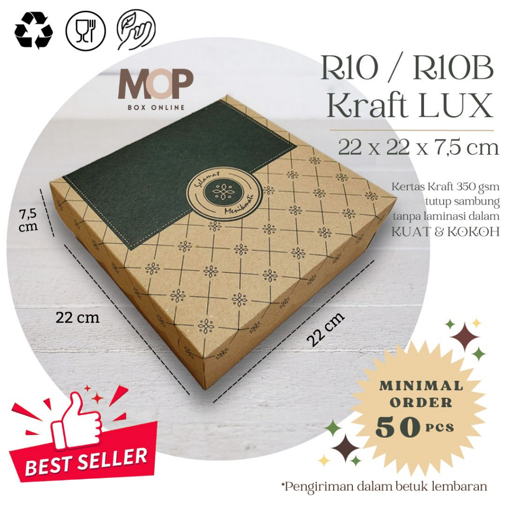 Jual Kotak Nasi 22x22 R10 R10B Kraft LUX Box Nasi Kraf Murah Katering ...