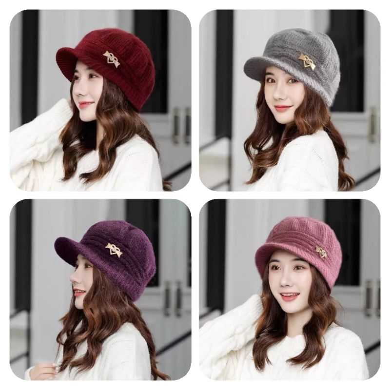 Jual F64 Topi baret rajut tebal wanita | Shopee Indonesia