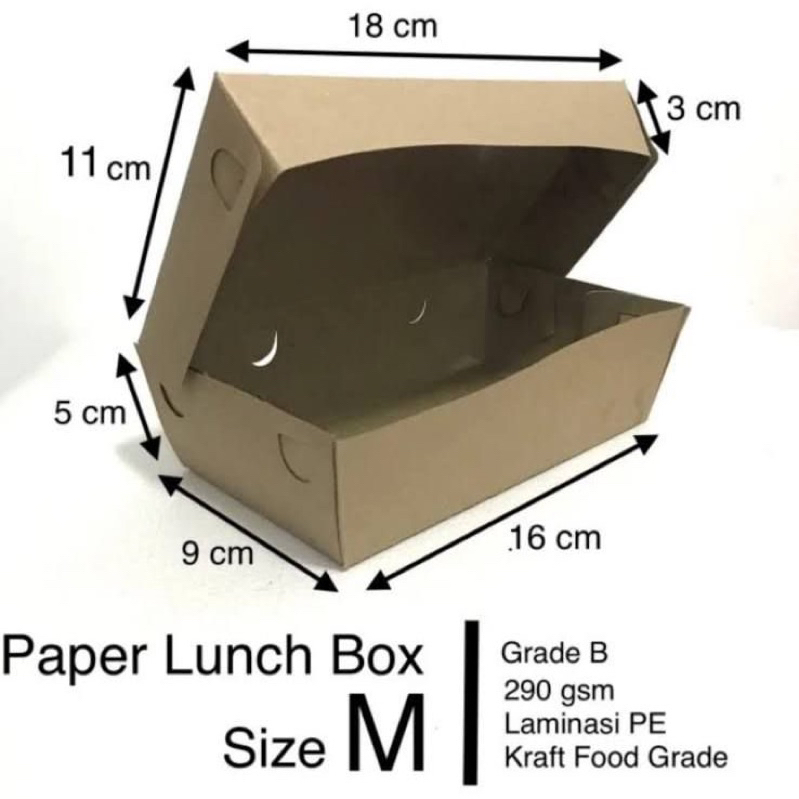 Jual Paper Lunch Box Kraft Size M Pack Isi Kotak Nasi Pack Shopee Indonesia