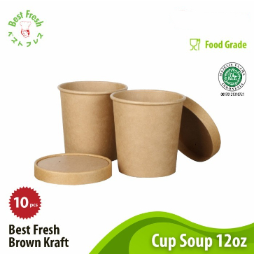 Jual Brown Kraft Paper Cup Soup Oz Lid Tutup Pcs Shopee