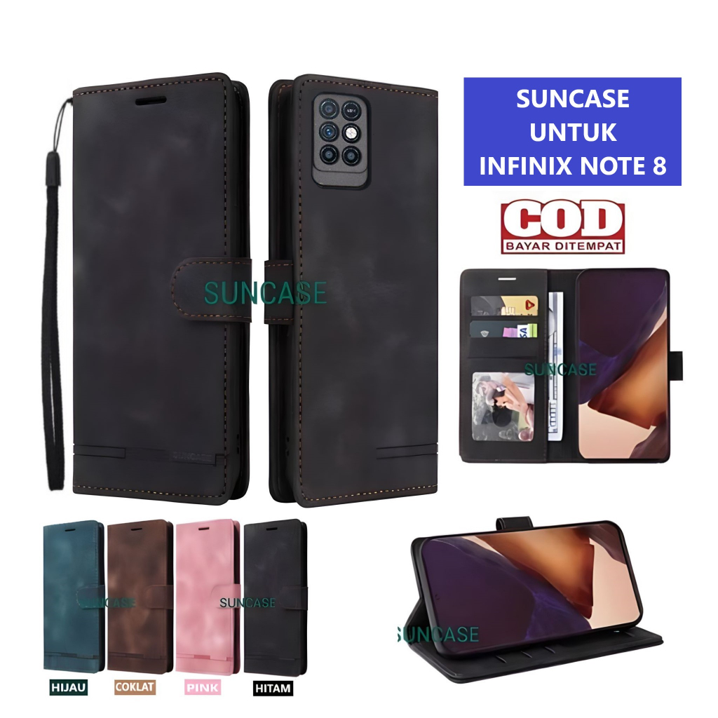 Jual Casing INFINIX NOTE 8 model flip buka tutup case kulit ada tempat ...