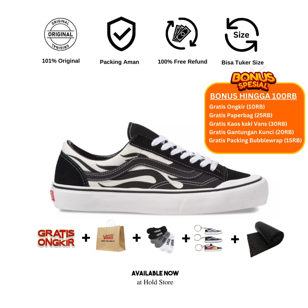 Vans style clearance 36 black flame