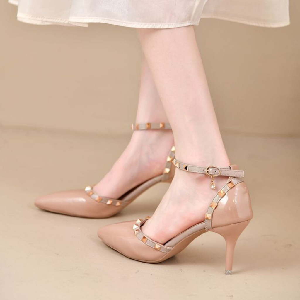 Jual 0039 High Heels Wanita Import Elegant Pump Stud Shoes Pesta - Main Image